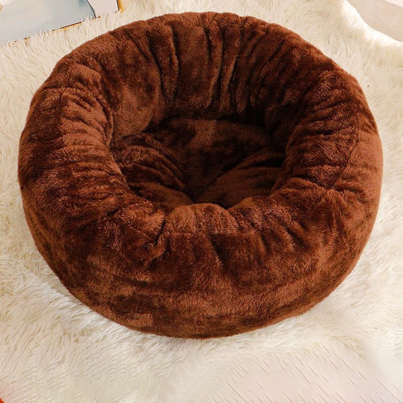 Plush Round Pet Bed Soft Donut Cushion Mat