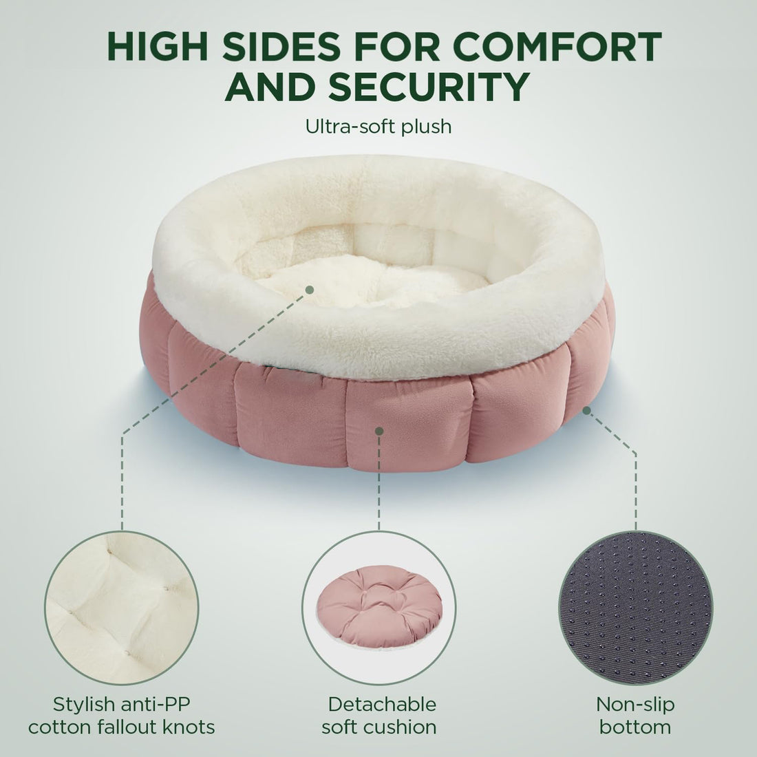 Round Donut Pet Bed Washable Anti-Slip Small Bed