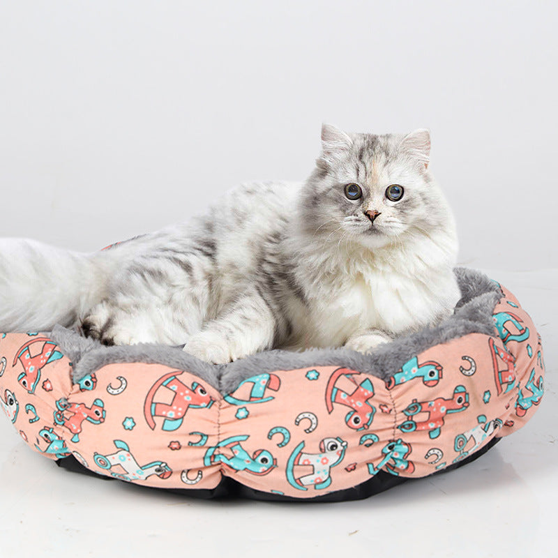 Calming Donut Round Pet Bed Fluffy Indoor Cushion