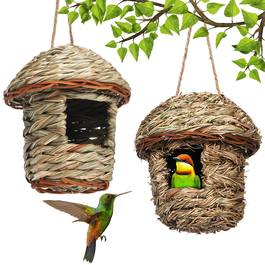 Pet Handmade Straw Bird Nest Cozy Shelter