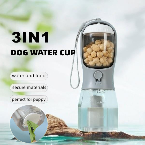 Portable Three In One Pet Water Cup Food Container Dispenser