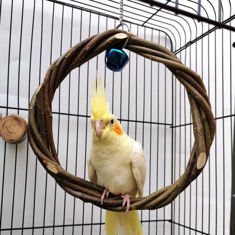 Pet Rattan Ring Bird Standing Frame Chewing Cage Toy