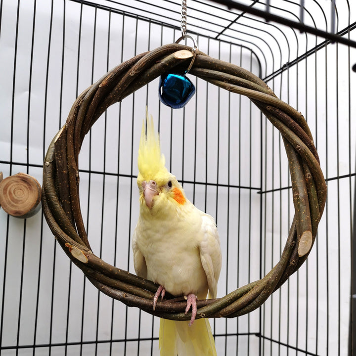 Pet Rattan Ring Bird Standing Frame Chewing Cage Toy