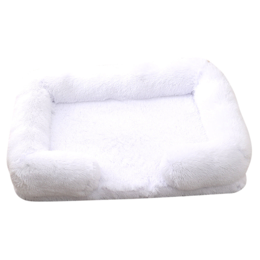 Plush Round Pet Bed Warm Winter Cushion