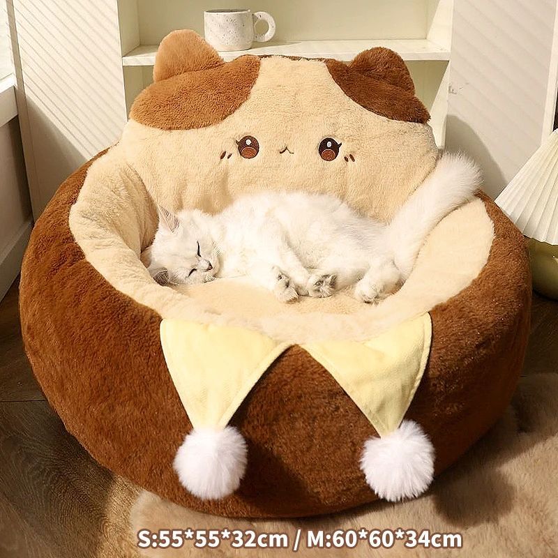 Round Pet Bed Soft Warm Cushion Mattress