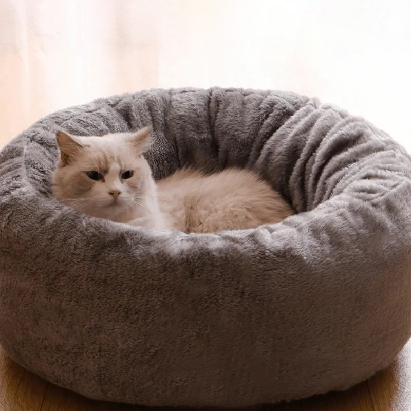 Plush Round Pet Bed Soft Donut Cushion Mat