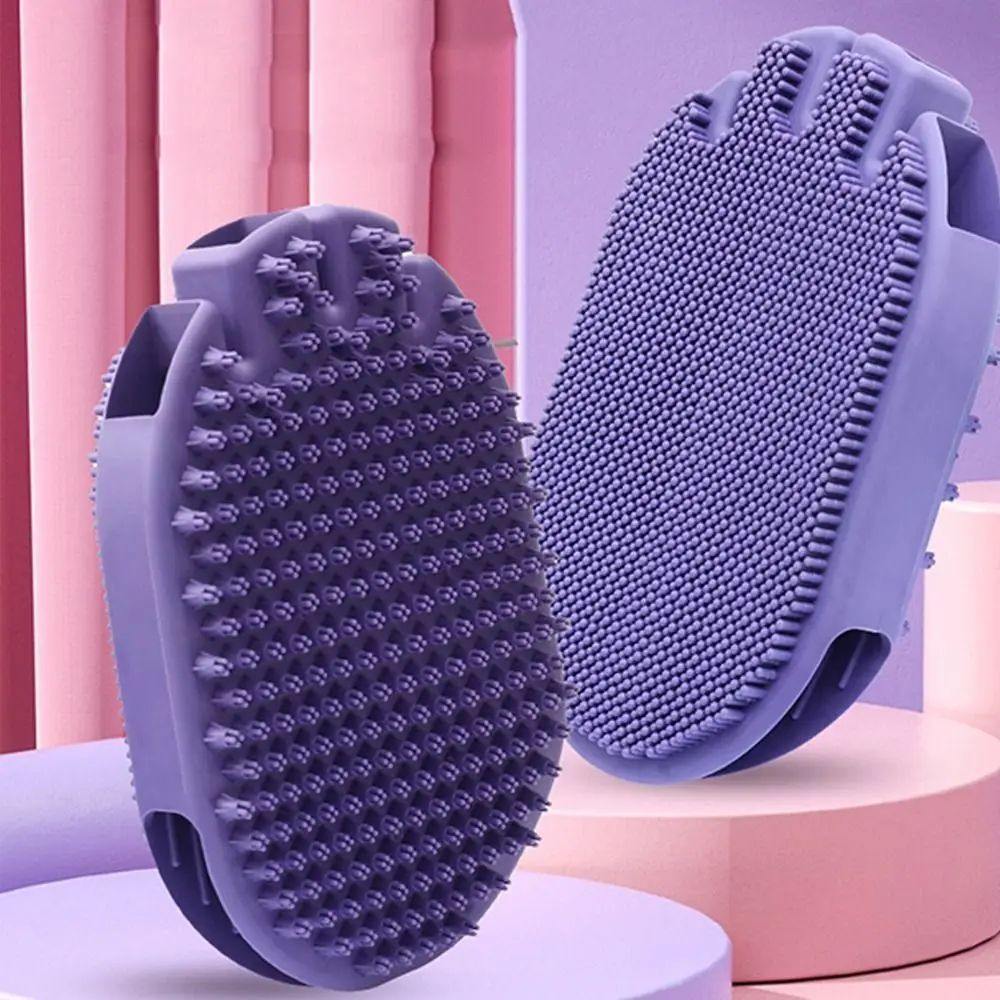 Dual-Sided Soft Bristle Pet Grooming and Shampoo Brush