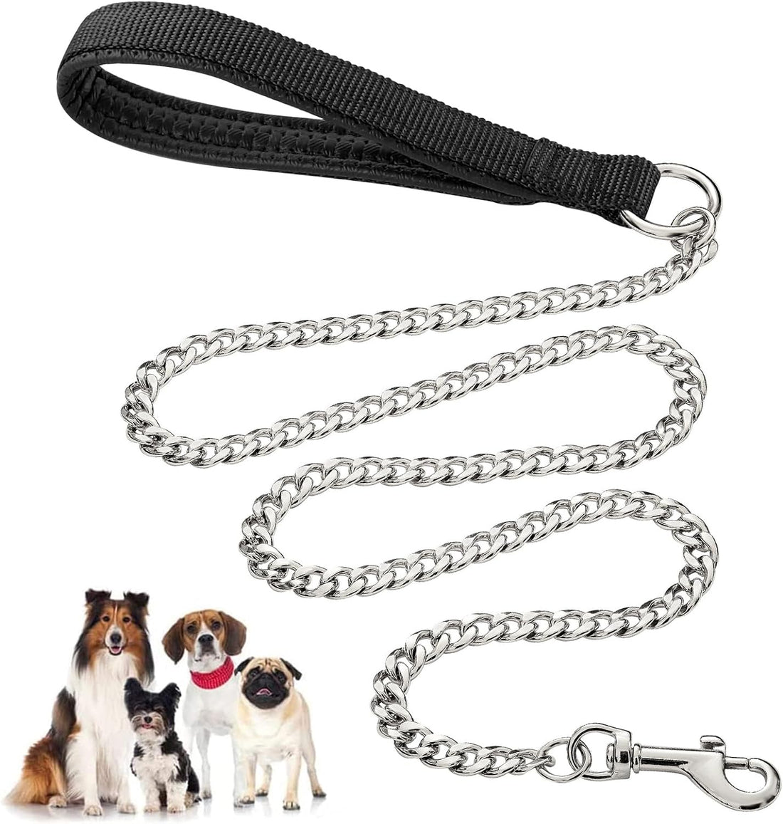 Heavy Duty Metal Pet Leash Chew-Proof Padded Handle