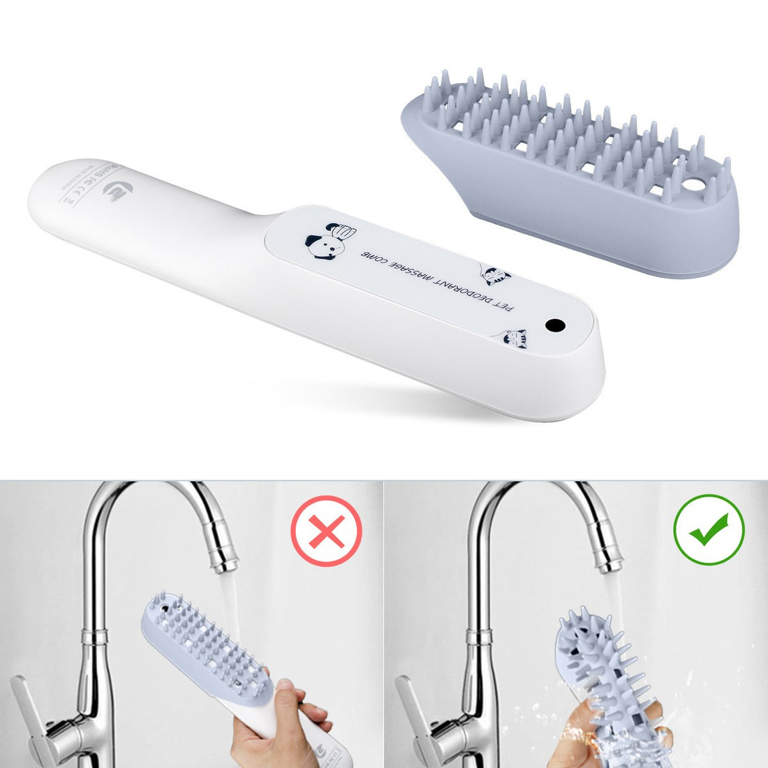 Silicone Pet Massage Brush With Deodorizing And Fur Removal