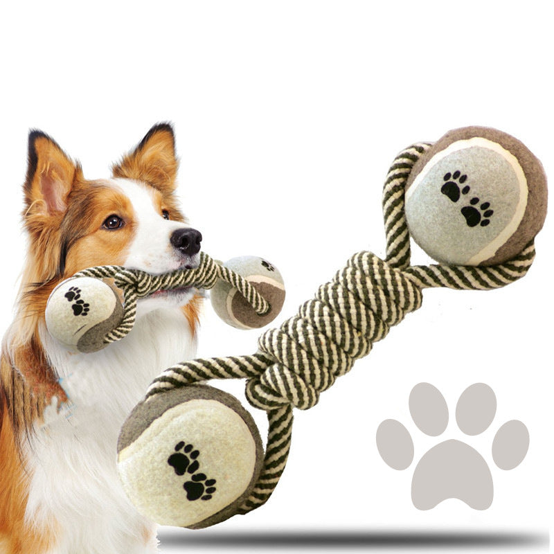 Cotton Rope Tennis Dumbbell Pet Chew Interactive Toy