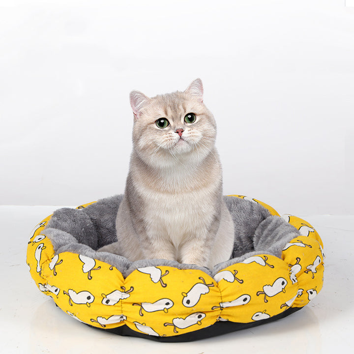 Calming Donut Round Pet Bed Fluffy Indoor Cushion