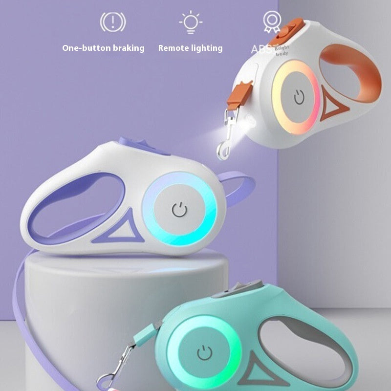 Retractable Pet Leash With Collar And LED Spotlight