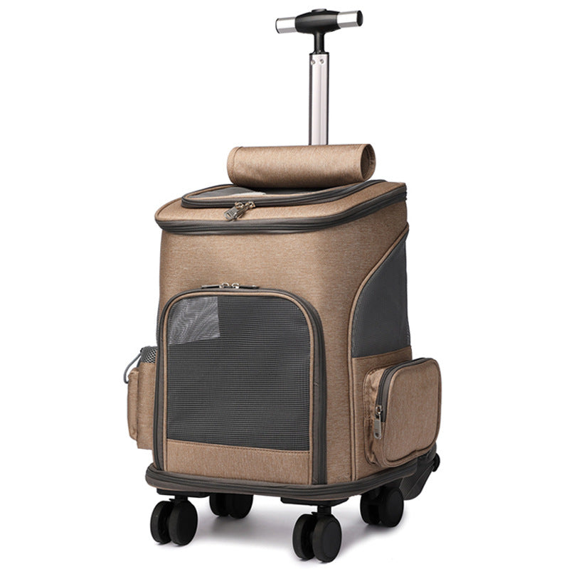 Pet Portable Folding Trolley Backpack Travel Carrier
