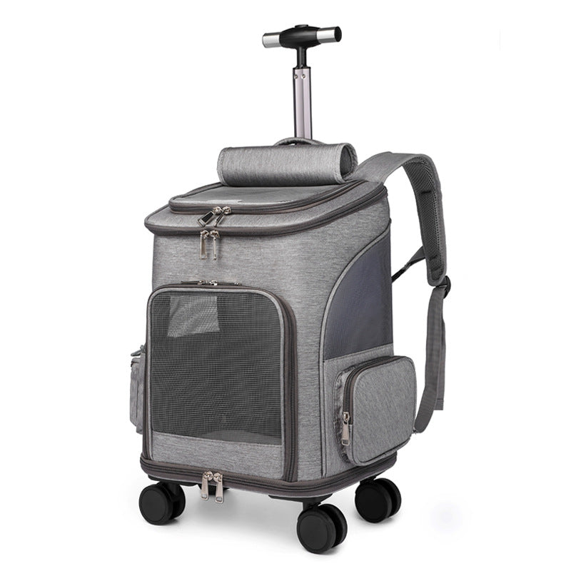 Pet Portable Folding Trolley Backpack Travel Carrier