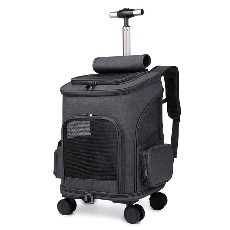 Pet Portable Folding Trolley Backpack Travel Carrier