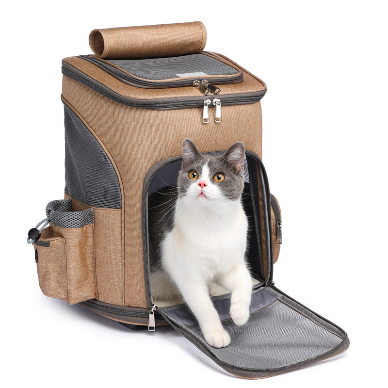 Pet Portable Folding Trolley Backpack Travel Carrier