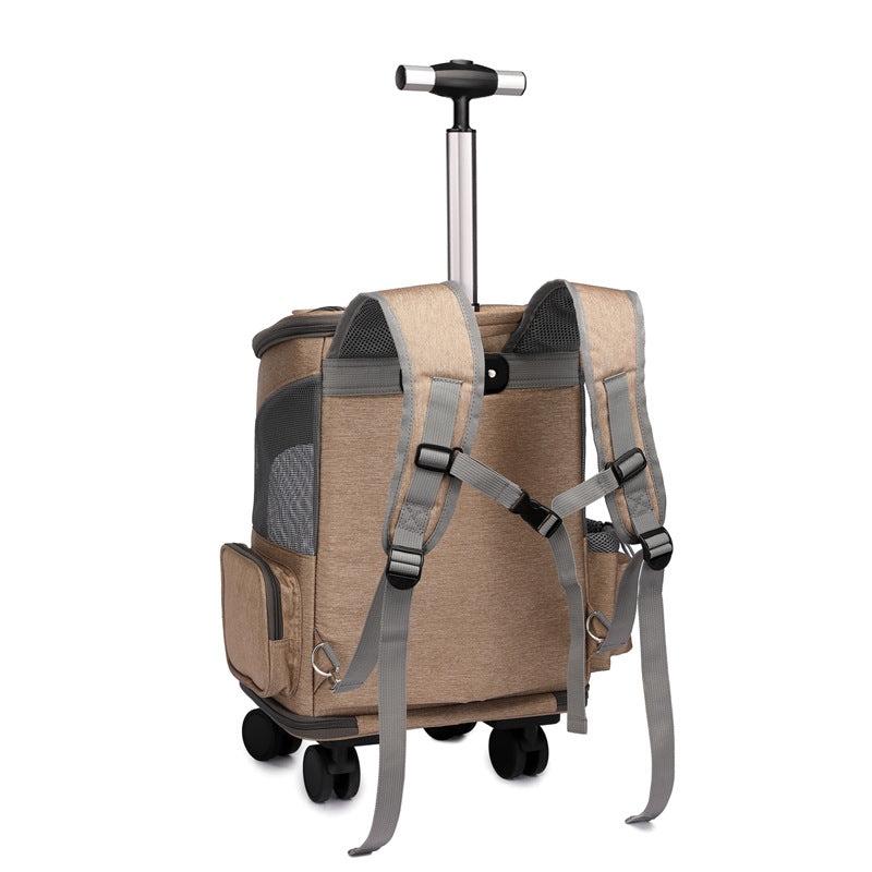 Pet Portable Folding Trolley Backpack Travel Carrier
