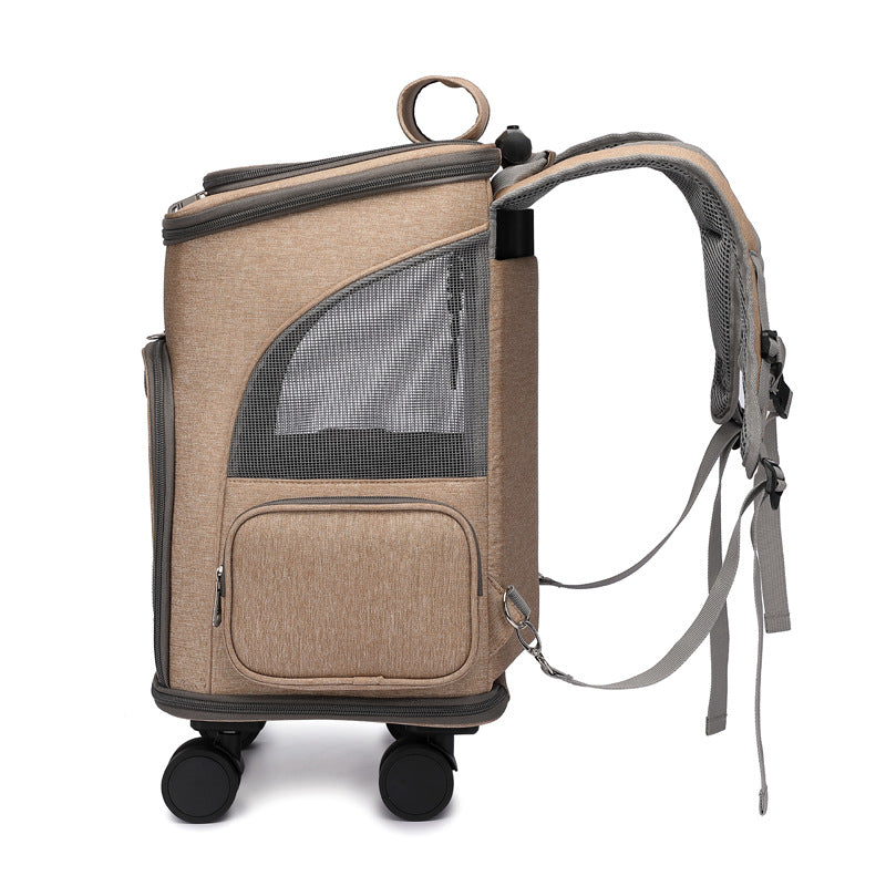 Pet Portable Folding Trolley Backpack Travel Carrier