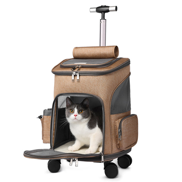 Pet Portable Folding Trolley Backpack Travel Carrier