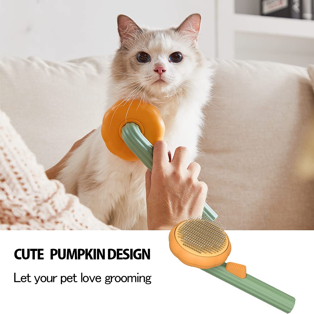 Self-Cleaning Pumpkin Pet Slicker Brush For Grooming