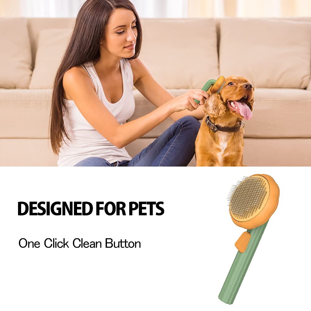 Self-Cleaning Pumpkin Pet Slicker Brush For Grooming