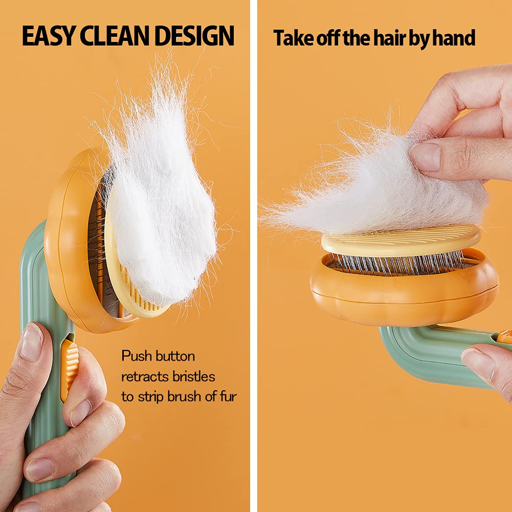 Self-Cleaning Pumpkin Pet Slicker Brush For Grooming