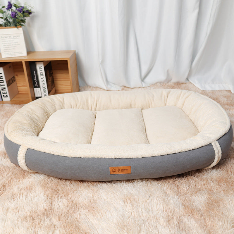 Linen Round Non-Slip Pet Bed Mat