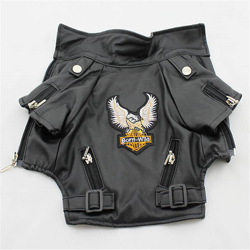 Embroidered Eagle Leather Pet Jacket