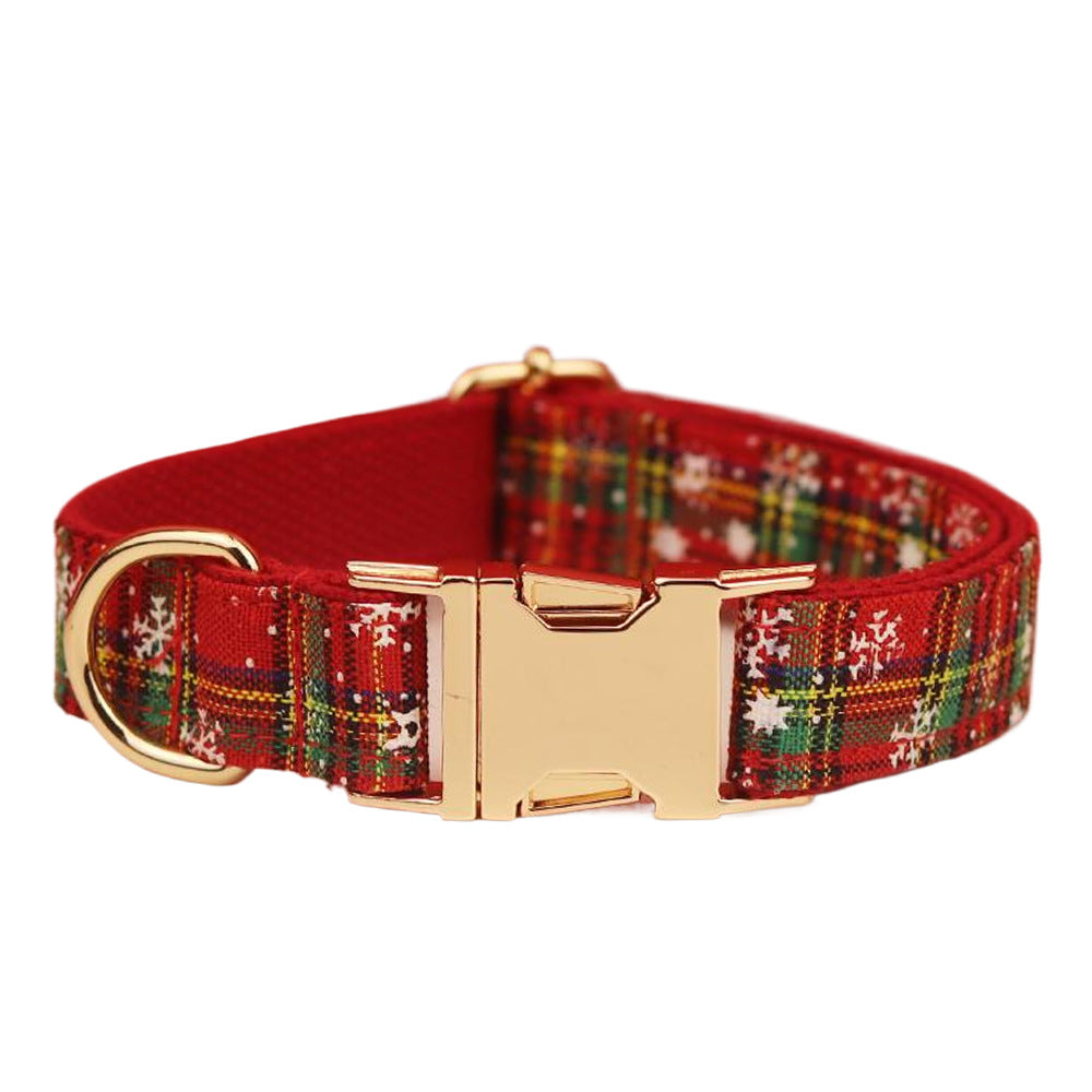 Christmas Pet Collar Leash With Bowknot And Plaid Design