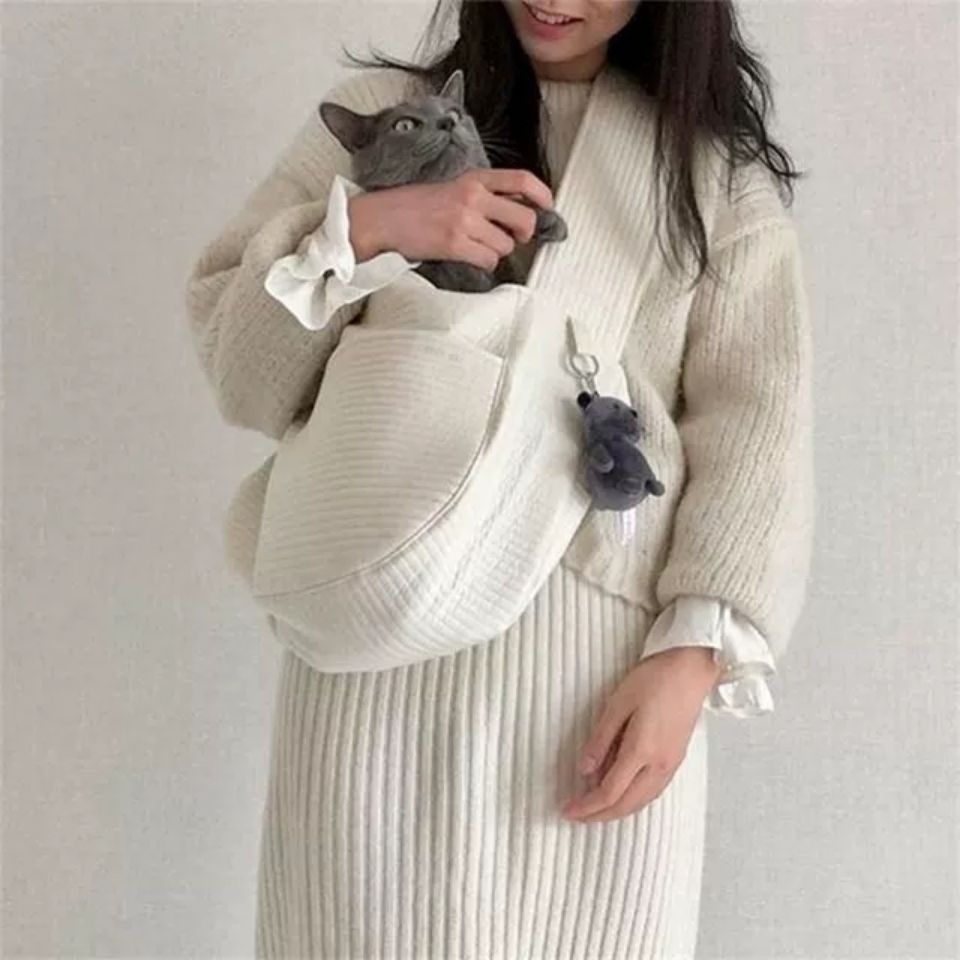 Handmade Breathable Canvas Pet Travel Shoulder Bag