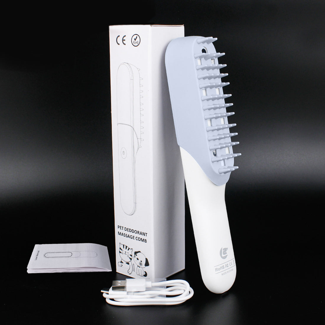Silicone Pet Massage Brush With Deodorizing And Fur Removal