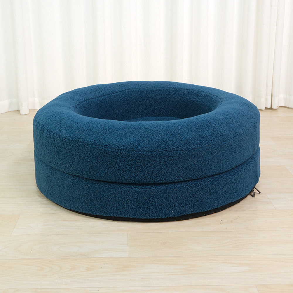 Solid Color Round Pet Bed Comfortable Nest