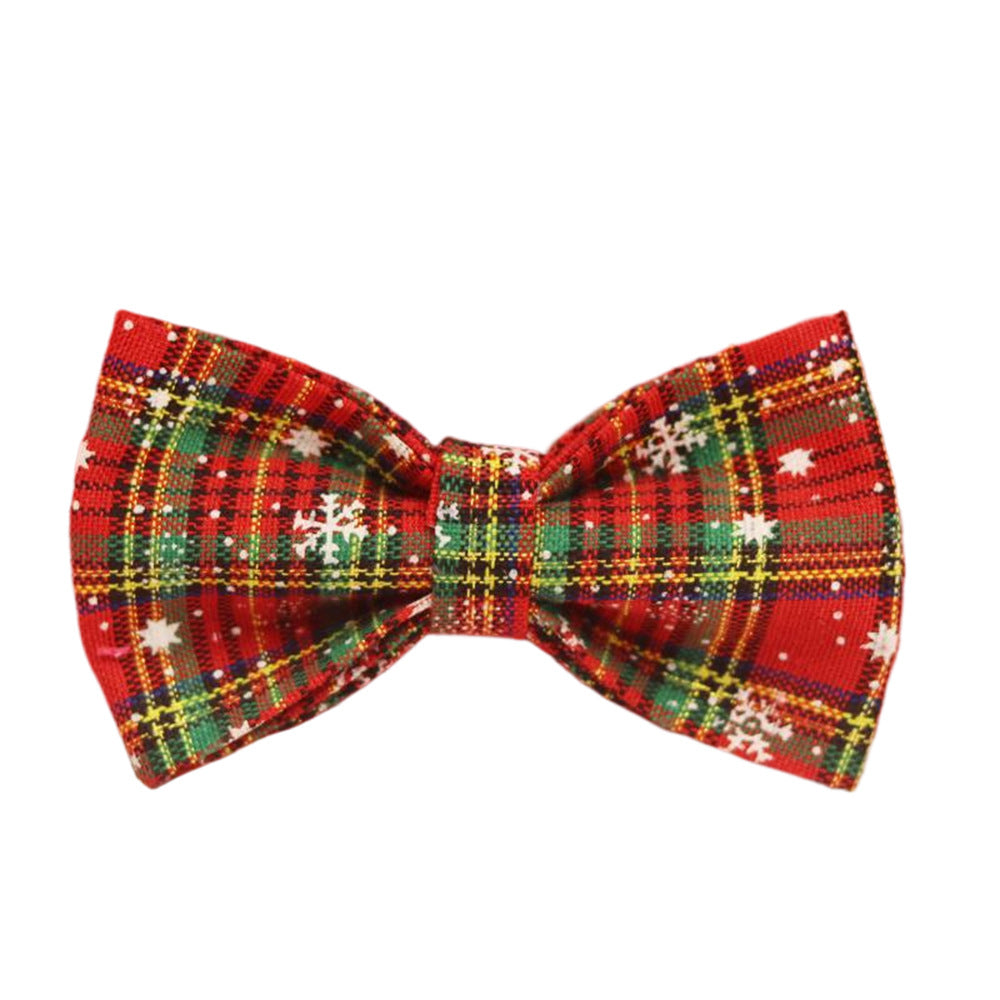 Christmas Pet Collar Leash With Bowknot And Plaid Design