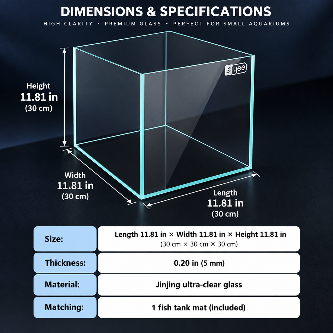 Ultra-Clear Glass Fish Tank 3 Sizes