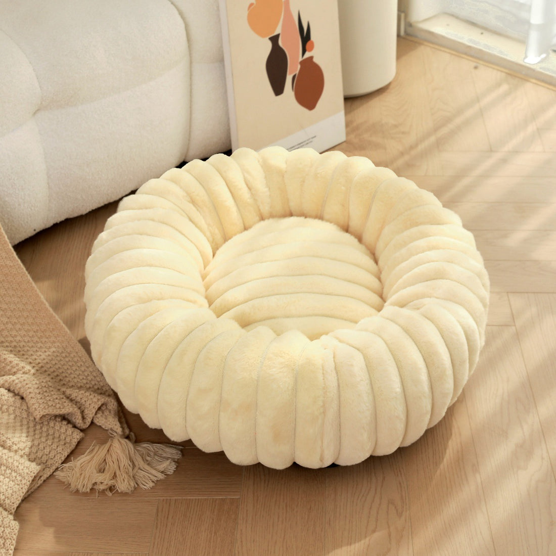 High Weight Plush Pet Bed Warm Round Nest