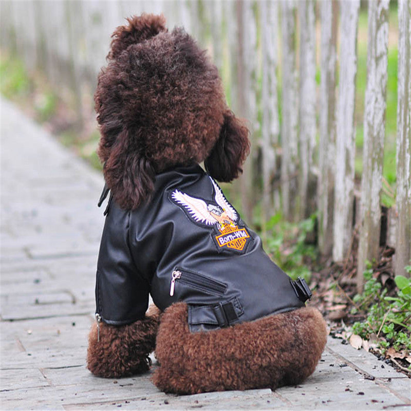 Embroidered Eagle Leather Pet Jacket