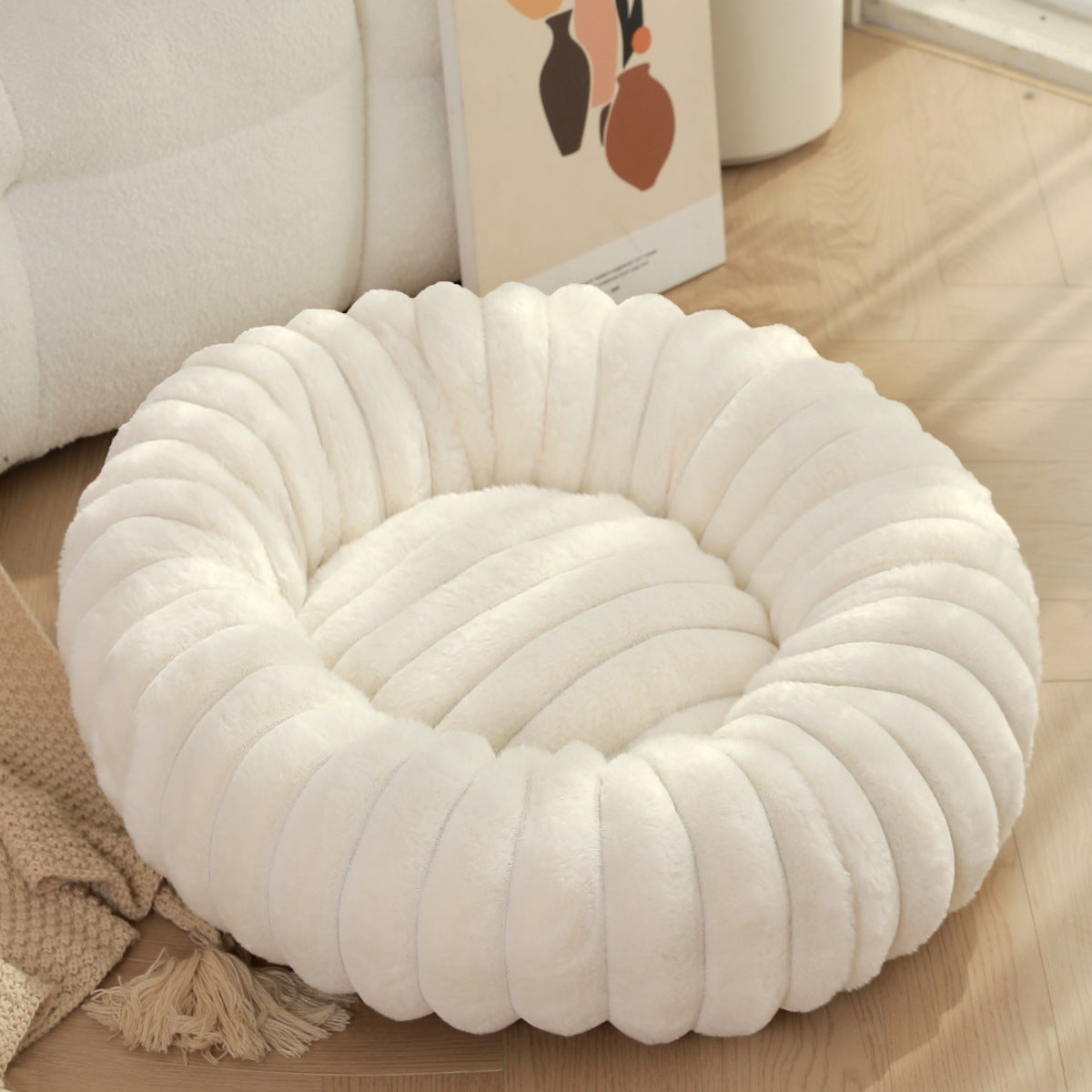 High Weight Plush Pet Bed Warm Round Nest