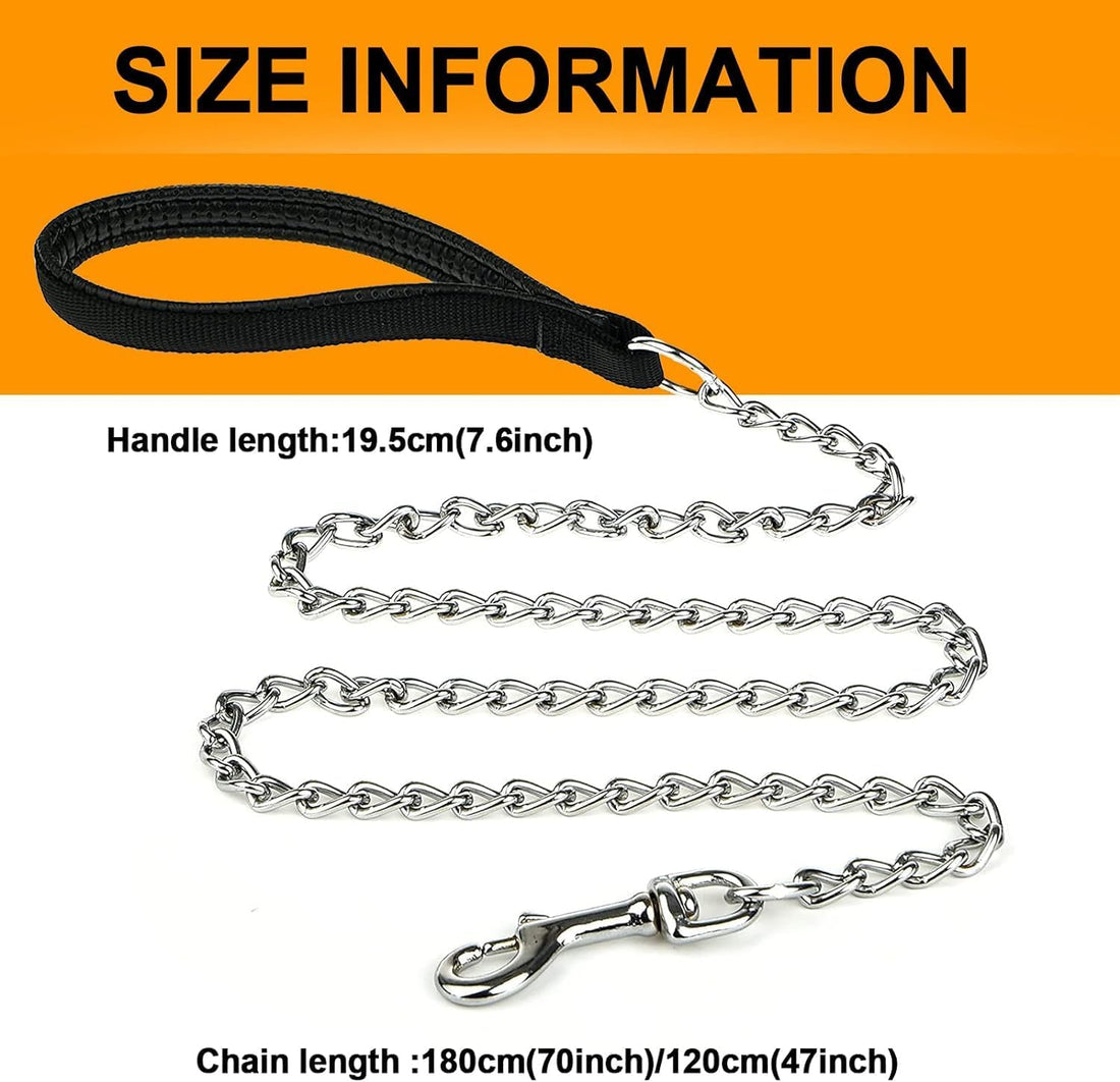 Heavy Duty Metal Pet Leash Chew-Proof Padded Handle