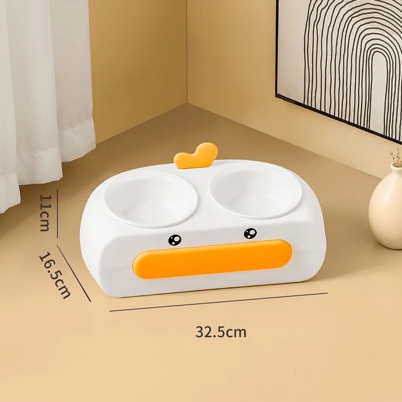 Duck-Shaped Double Pet Food and Water Bowl
