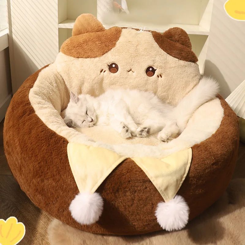 Round Pet Bed Soft Warm Cushion Mattress