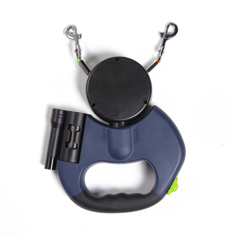 Pet Retractable Reflective Dual Leash with Light