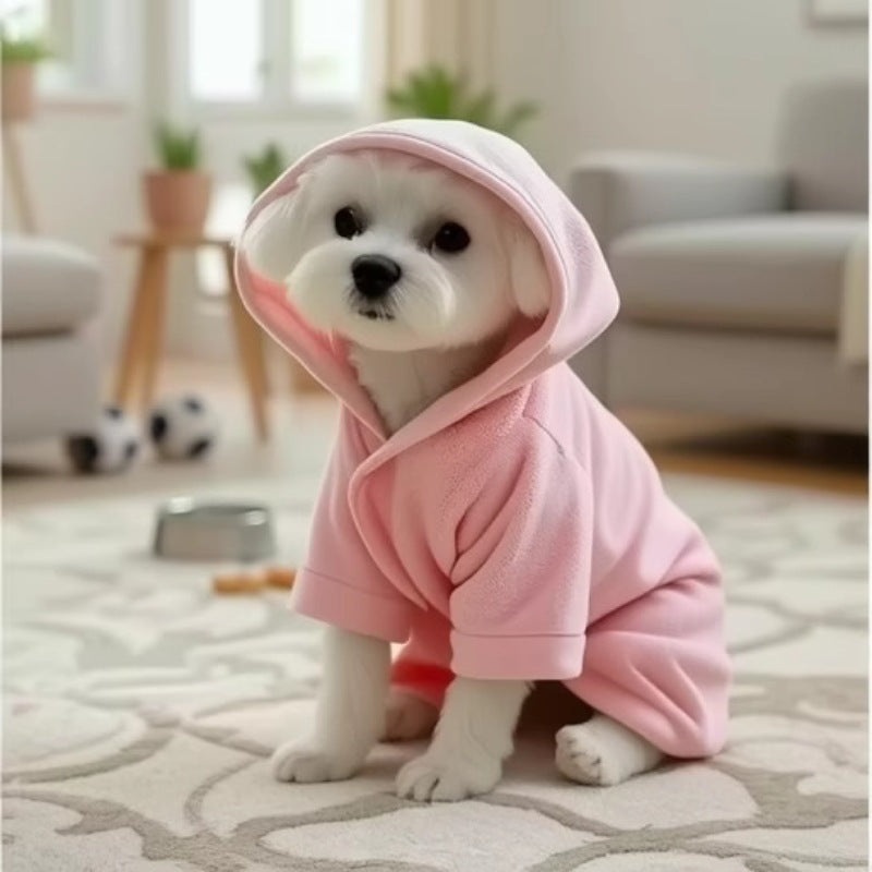 Soft Thickened Coral Fleece Pet Wearable Bathrobe