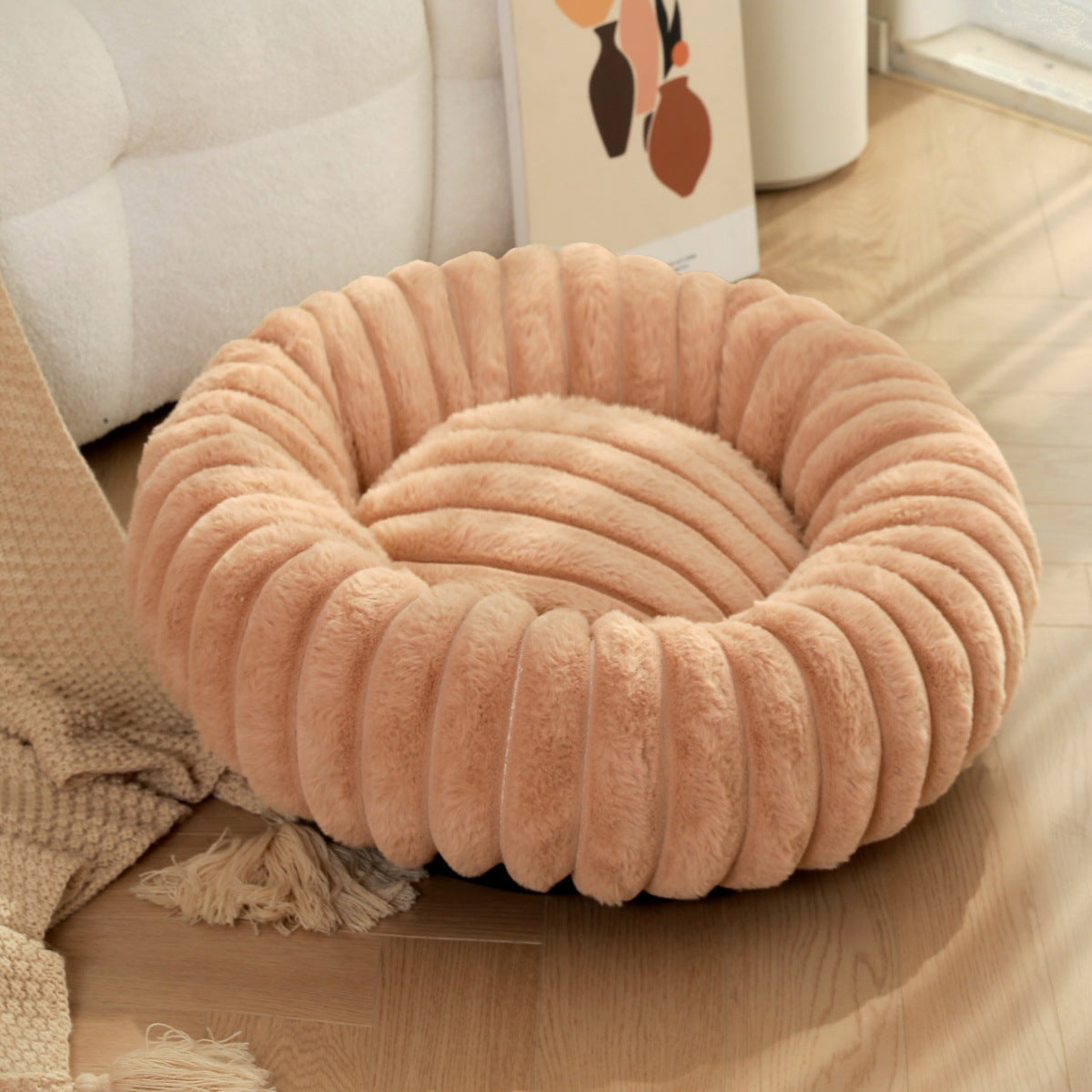 High Weight Plush Pet Bed Warm Round Nest