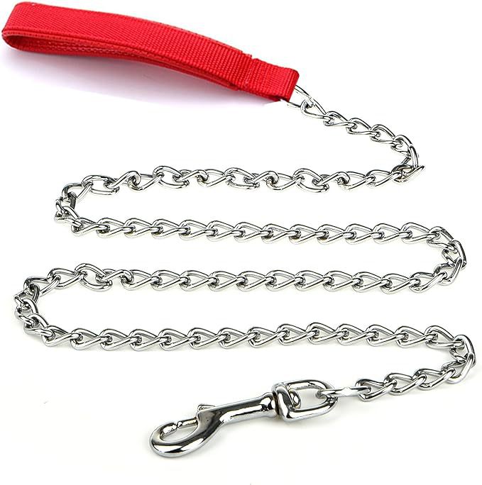 Heavy Duty Metal Pet Leash Chew-Proof Padded Handle