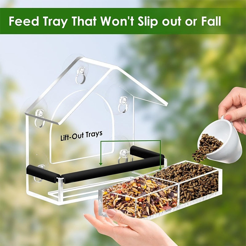 Pet Acrylic Transparent Wall-Mounted Bird Feeder Cage