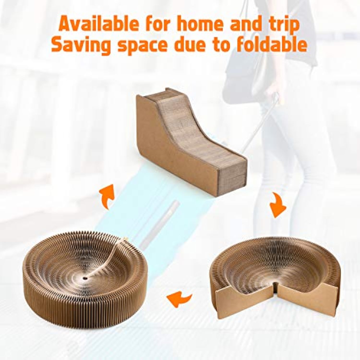 Collapsible Round Cardboard Pet Scratcher Lounge Bed
