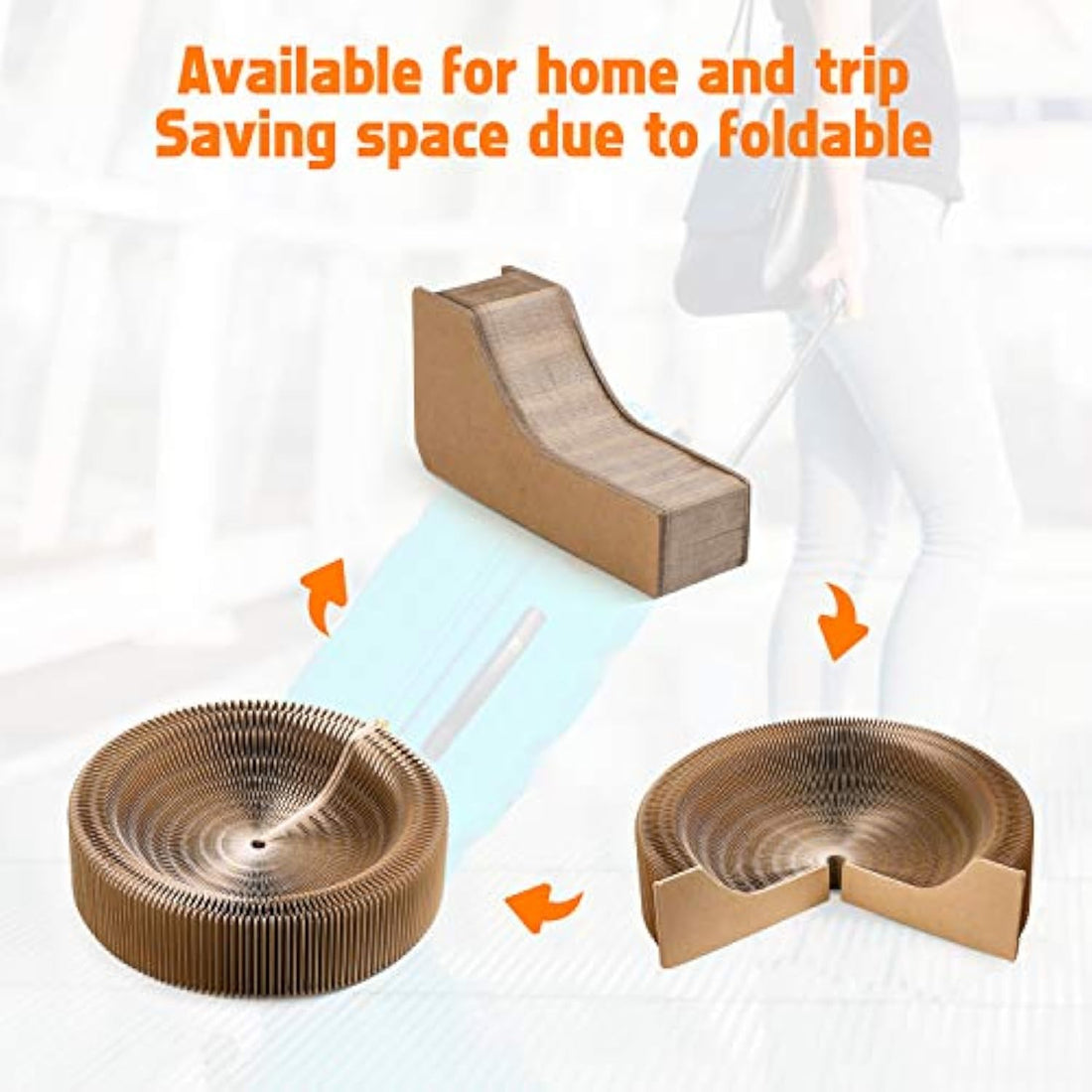 Collapsible Round Cardboard Pet Scratcher Lounge Bed