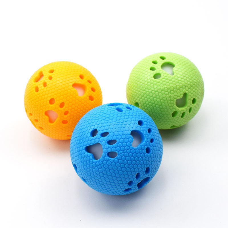 Pet TPR Hollow Footprint Luminous Ball Interactive Toy