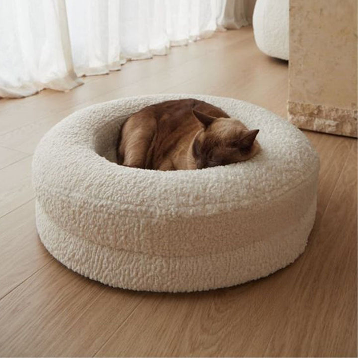 Solid Color Round Pet Bed Comfortable Nest