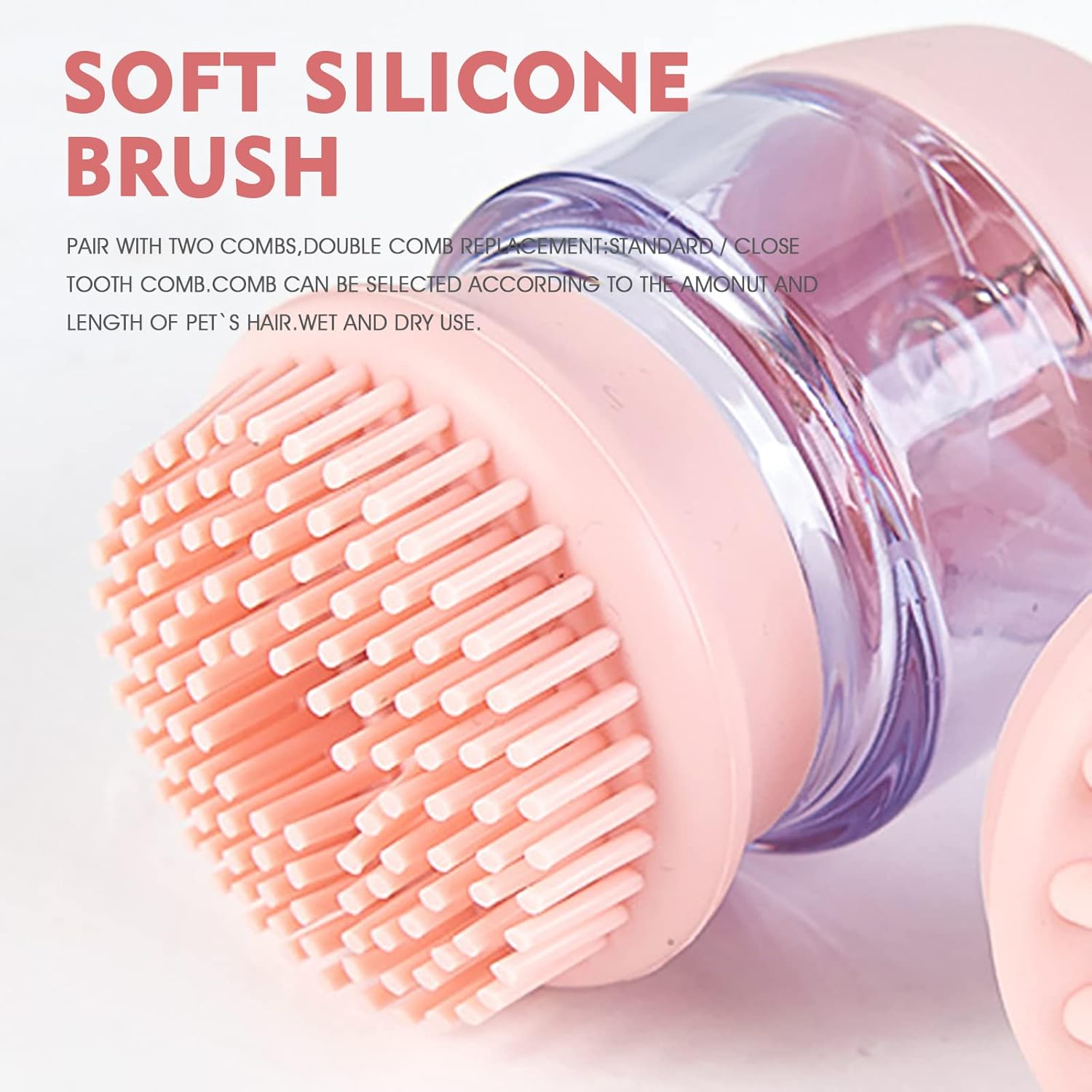Silicone Pet Bath Grooming Brush With Shampoo Dispenser